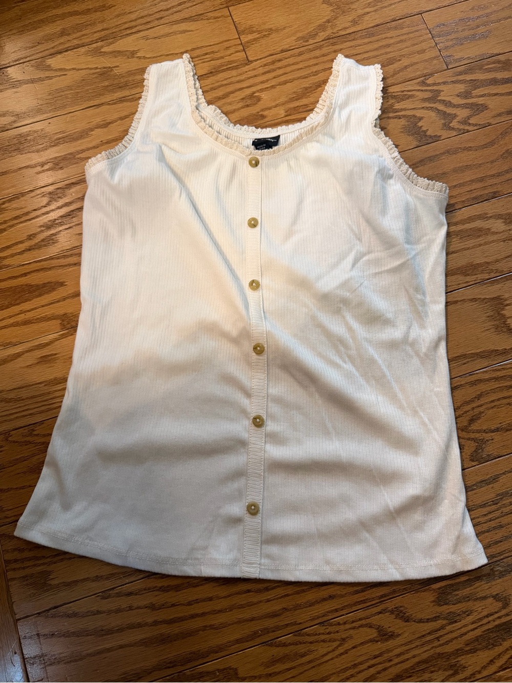 Girls Art Class Ivory faux Button-Front Ribbed Tank